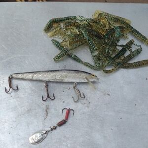 Fishing Lures Set with Silver and Green Colors